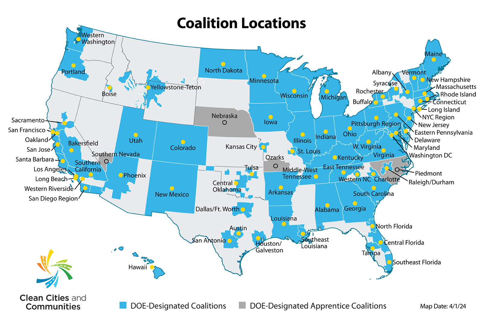 Clean Cities and Communities Coalitions Map